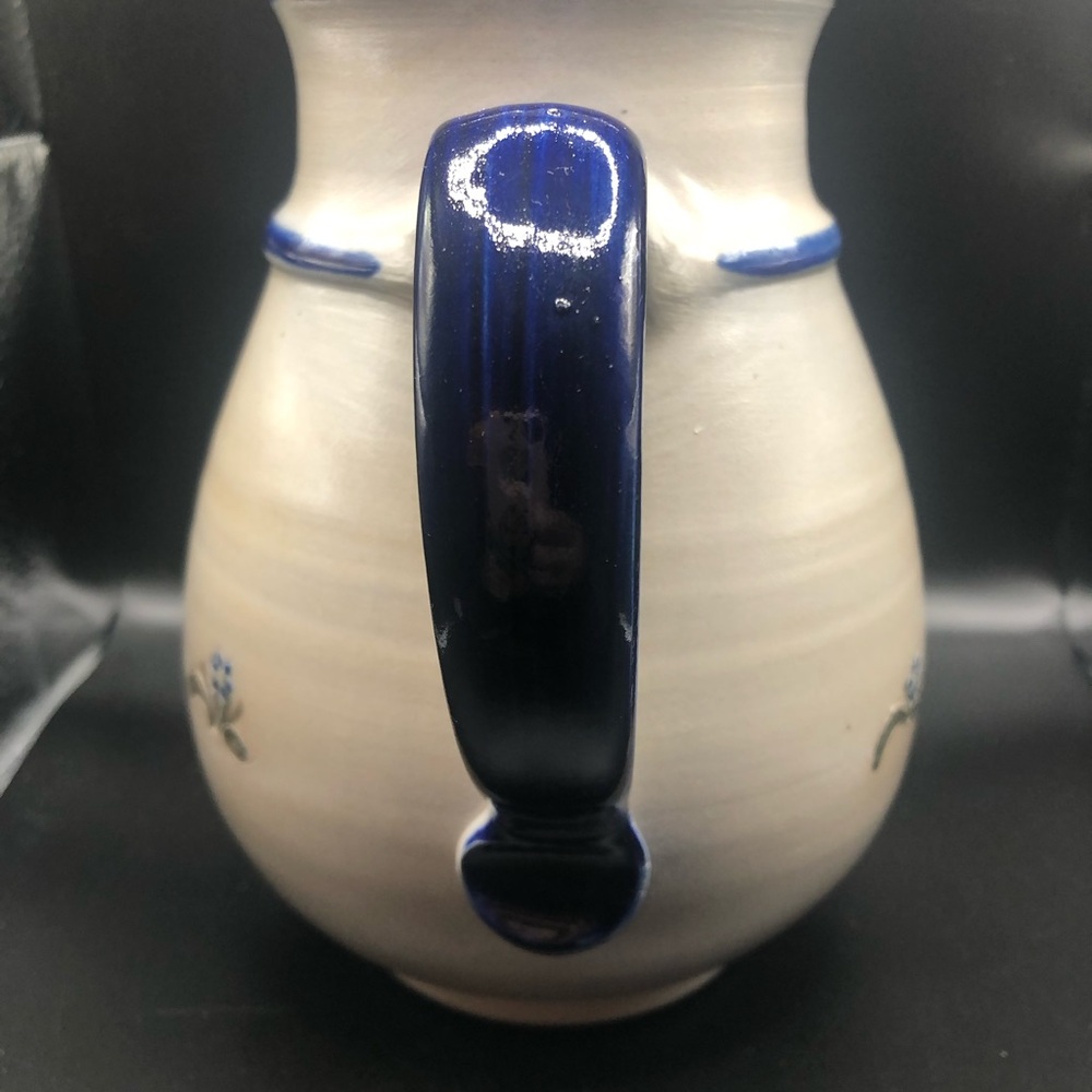 Henrichs Klauer Signed Salt Glazed Pottery Colbalt Blue Rooster Hen Pitcher - Picture 3 of 15